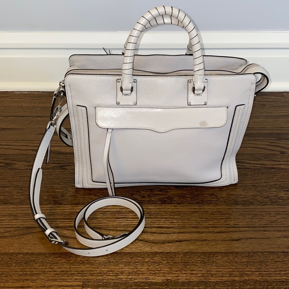 Rebecca Minkoff Bree Large Top Zip Leather Satchel In Putty - Picture 2 of 16